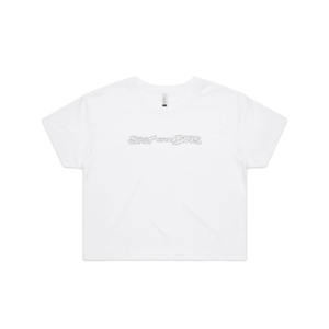 Womens Monochromatic "Salt City Boys" Embroidered Crop Tops