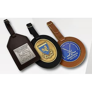 Die Cast Metal and Leather Bag Tags