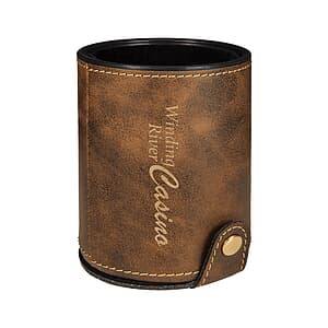 Rustic/Gold Laserable Leatherette Dice Cup with 5 Dice