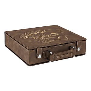 Rustic/Gold Lasered Leatherette 100 Chip Poker Set