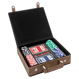 Rustic/Gold Lasered Leatherette 100 Chip Poker Set