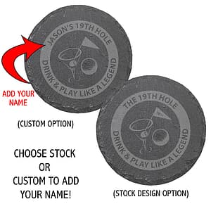 4" Round Slate Coaster - Drink & Play Like A Legend Design
