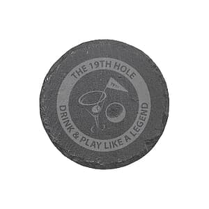 4" Round Slate Coaster - Drink & Play Like A Legend Design