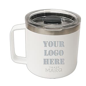 14oz Double Wall Vacuum Powder Coated Mug With Magnetic Closure Lid - Lead free - Includes 1 Colour Logo